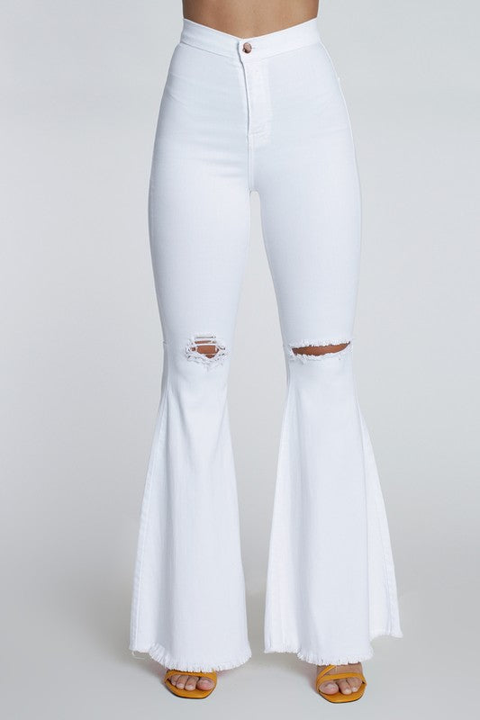 Shape White Slinky Flared Pants | Curve | PrettyLittleThing UAE